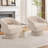 Modern Swivel Barrel Accent Chair, 360° Upholstered Armchair with Striped Backrest & Plush Padding-2108596014