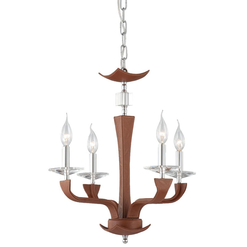 Lustre classique / traditionnel à 4 lumières de style bougie Pella, Brun (litchi)