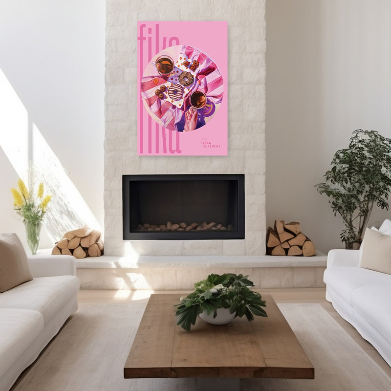 Art mural contemporain Sweet Fika Treats, H 48 po x l 32 po