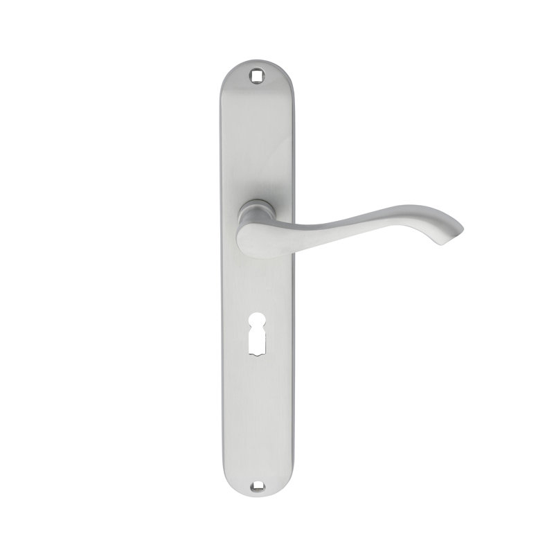 Andros Lock Door Handle, Satin Chrome
