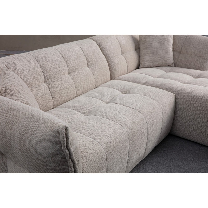 Canapé d’angle, Mélange de polyester blanc, H 29,5 po x l 65 po x P 41,3 po