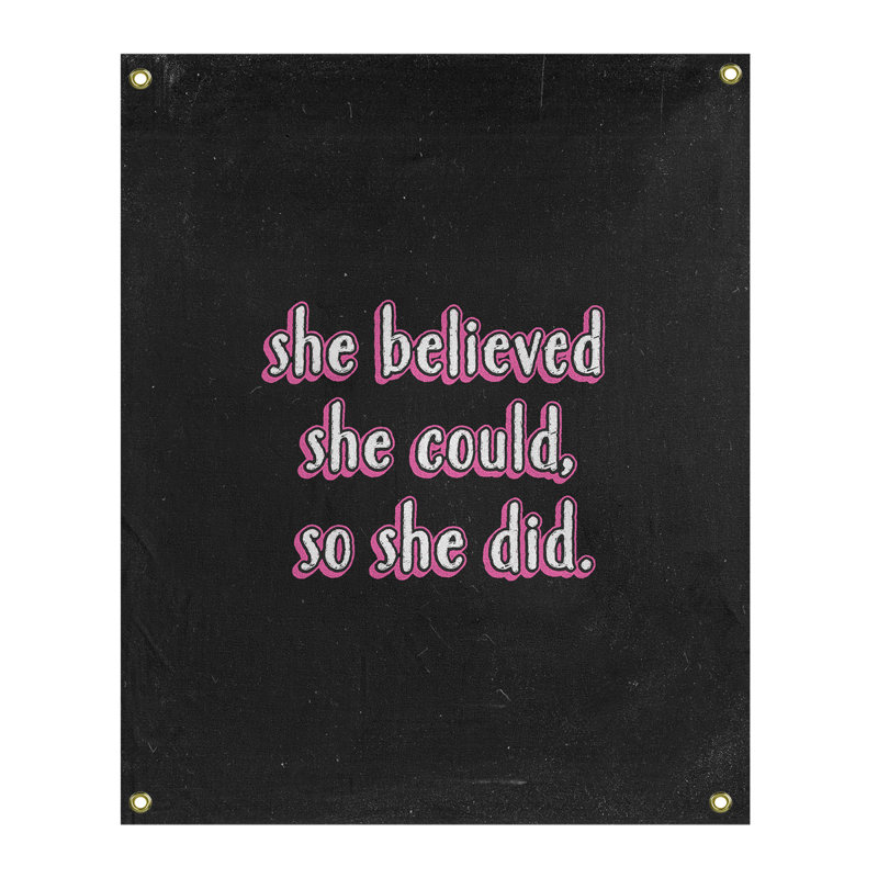Tapisserie de tableau noir citation pour femmes en polyester, H 59 pi x l 50 po, Rose
