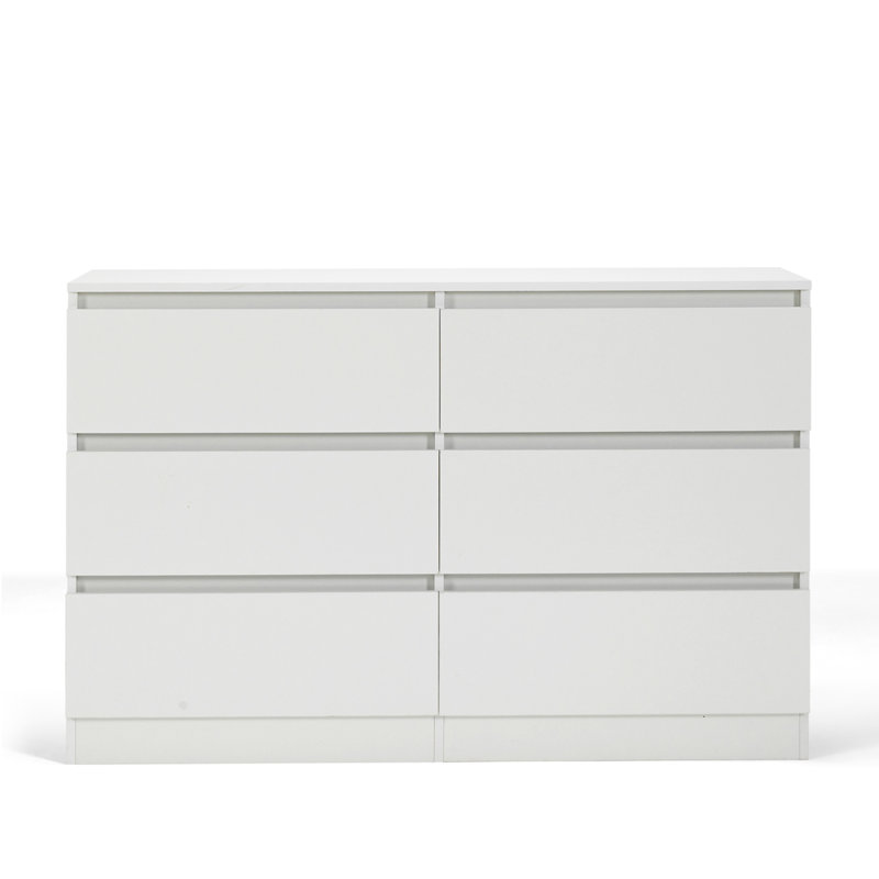 6-Drawer Dresser for Bedroom, Handle-Free Modern Storage Cabinet, Large Capacity Chest with Smooth-Glide Drawers, White