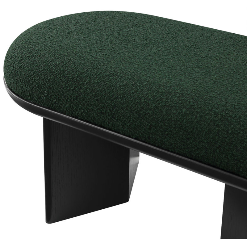 Wilshire Boucle Fabric Upholstered Bench, Green Boucle Fabric, Black