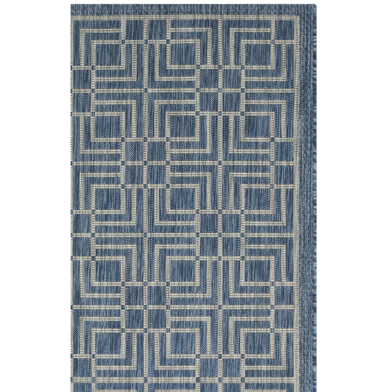 Tapis intérieur / extérieur bleu marine / gris Arneshia, Rectangle 6 pi 7 po x 9 pi 6 po