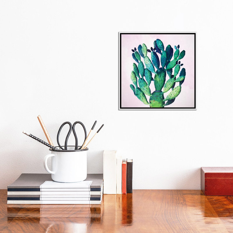 «Cactus Plant» par 83 Oranges - impression sur toile tendue, H 12 po x l 12 po x P 1,5 po, Toile avec cadre blanc