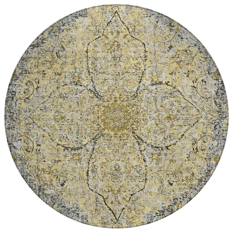 Machine Washable Indoor/Outdoor Colman ACN2136 Global Rug, Round 8'