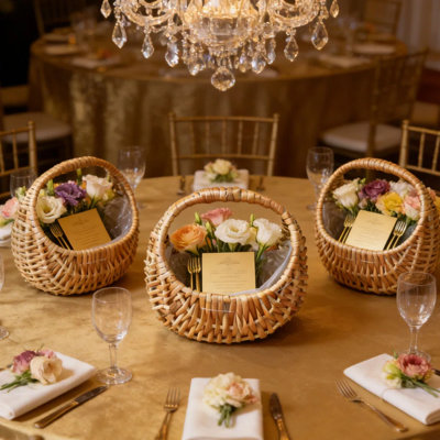 Panier de rangement tressé en rotin et osier avec poignée, petit panier à fleurs demi-lune en osier pour le rangement au jardin et la décoration intérieure