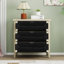 Buffet 3 tiroirs avec tablettes réglables, armoire de rangement avec tiroirs décoratifs en corde tissée à la main pour le salon