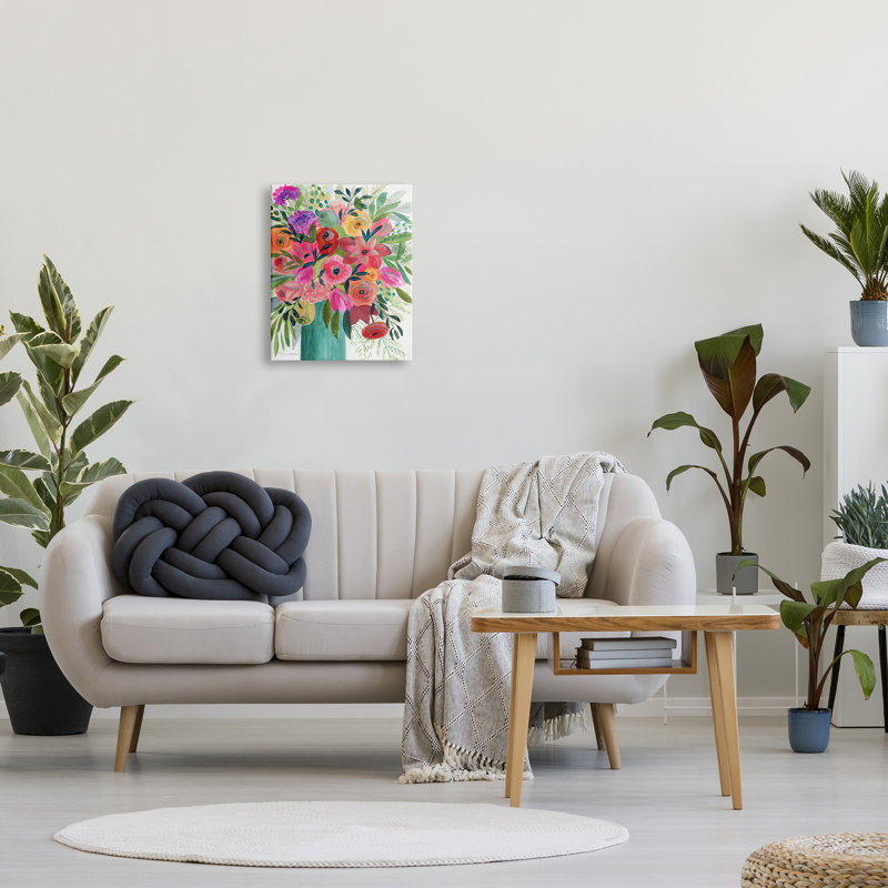 «Au-792», toile «Bold Red & Pink Mixed Bouquet» sur toile par Suzanne Allard, peinture, H 20 po x l 16 po x P 1,5 po