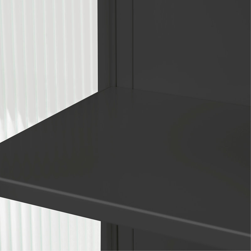 Armoire murale noire avec espaces de rangement fonctionnels et porte-serviettes en verre cannelé pour la maison moderne, rehaussant la décoration intérieure,