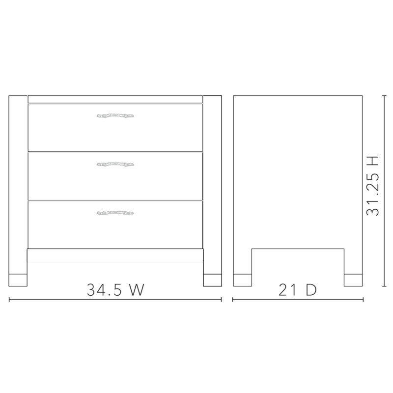 Camden 3-Drawer Side Table, Deep Olive