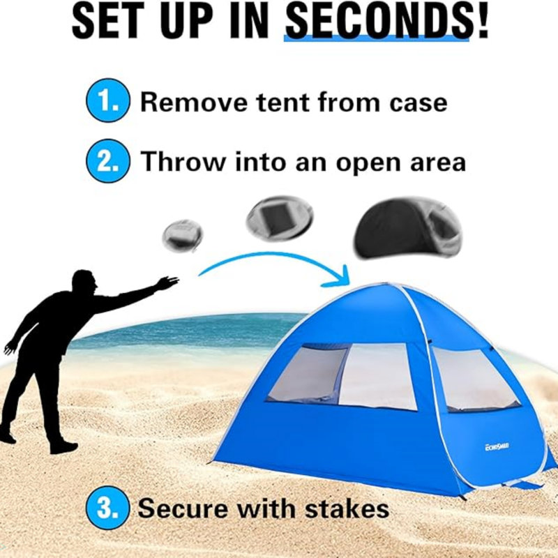 Abri de plage pour 3/4 personnes, parasol portatif