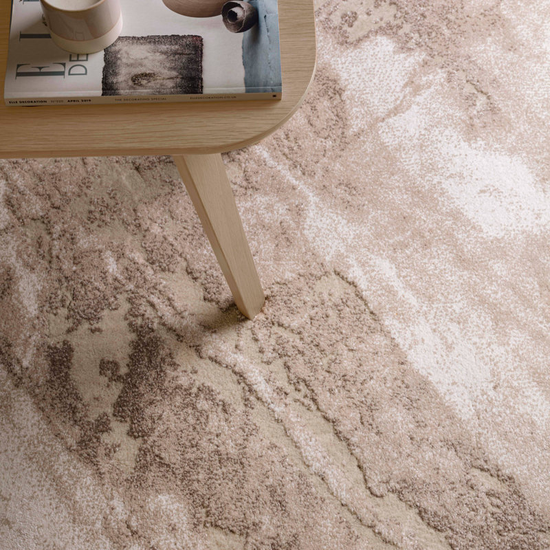 Decara Haze Abstract High-Low Beige Area Rug, Rectangle 120 x 170 cm