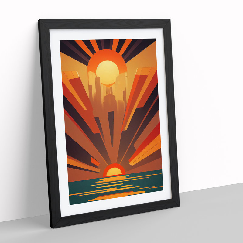 Ocean Sunset No.1 Framed Print, Black, 64cm H x 46cm W x 2cm D