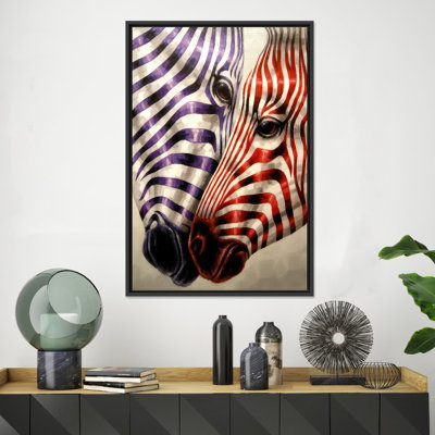 Toile décorative moderne à motif de zèbre : design imprimé audacieux pour une décoration élégante, 1 toile encadrée en noir