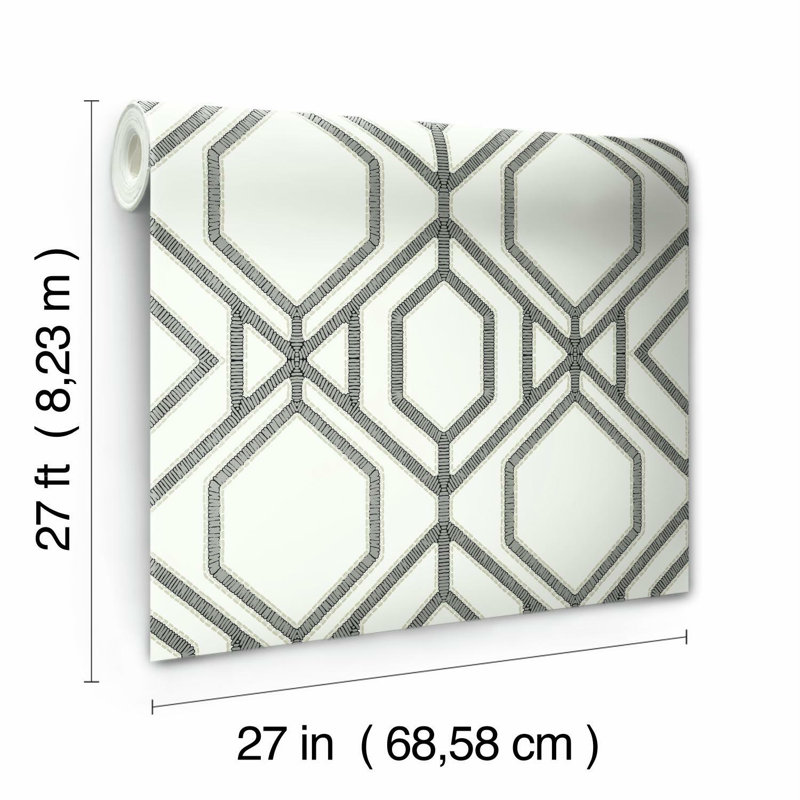 Papier peint treillis Sawgrass, Blanc / gris