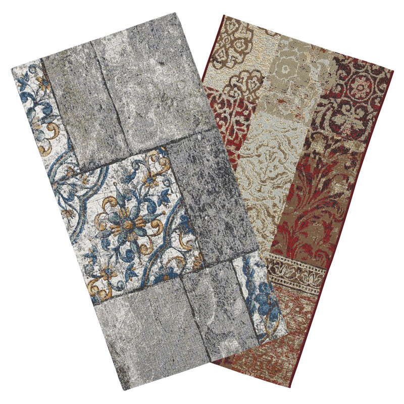 Pottsville Patchwork Flatweave Area Rug, Rectangle 50 x 80cm
