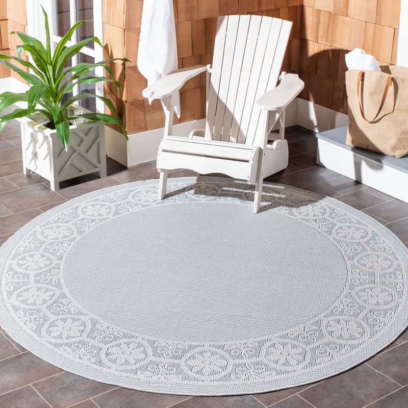 Tapis d'intérieur / extérieur géométrique Murielle Performance, Rond 6 pi 7 po