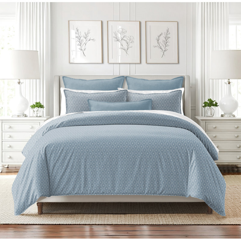 Granite Point Lane, Cornflower Blue, Housse de couette pour grand lit + 5 pièces suppl