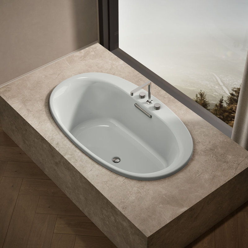 Underscore 60" x 36" Drop-in Soaking Acrylic Bathtub, Ice Grey