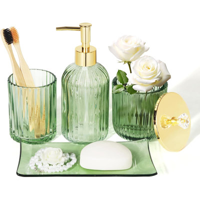 Ensemble d'accessoires de salle de bain Green Glass