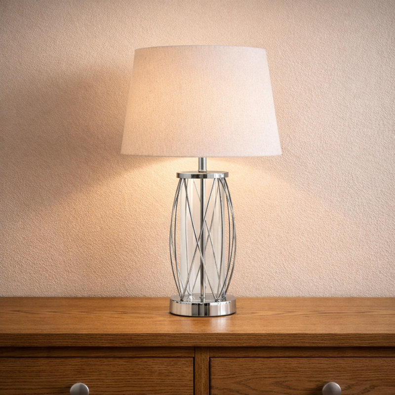 Alexarae 50cm Table Lamp, Silver, Natural