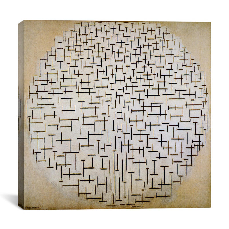 "pilier & ocean 1915" par piet mondrian, impression sur toile, H 12 po x l 12 po x P 1,5 po, Toile tendue, Pas de tapis