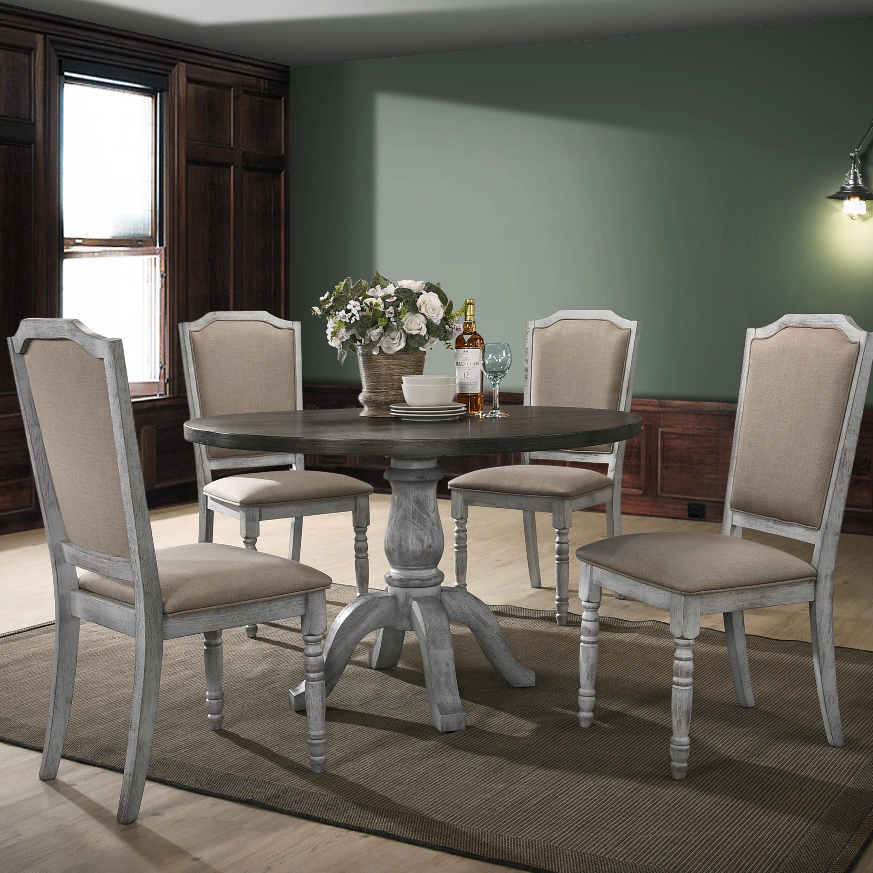 Ophelia & Co. Weathered White Wood 5-Piece Dining Set | Wayfair