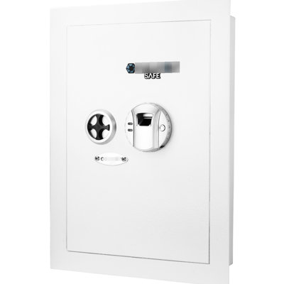 Right Opening White Biometric Repository - 120 Fingerprint Module, Steel Construction, 2 Removable Shelves Secure Wall Safe With Hardware Adjustable Shelves, Solid Construction And Mounting
