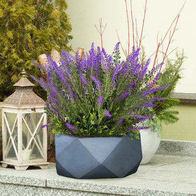 Reinforced Stone Bowl Planter, Faceted Shallow Planter, Bonsai Pot