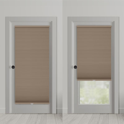 Magnetic No Drill Blackout Cellular Shade for Metal Doors Only, Cordless Easy Install, 1.5" Honeycomb, 27"W x 42"H, Latte