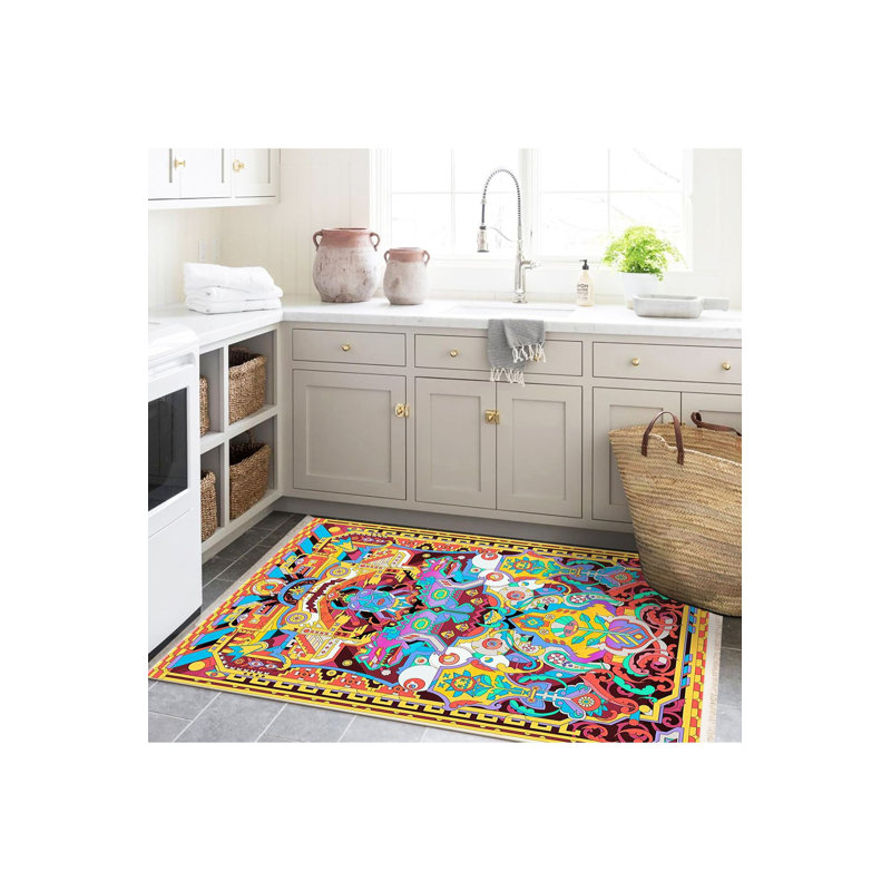 Multicolor Geometric Pattern Woven Base Modern Decorative Machine Washable Rug, Runner 3'3" x 9'10" Rug Pad Included