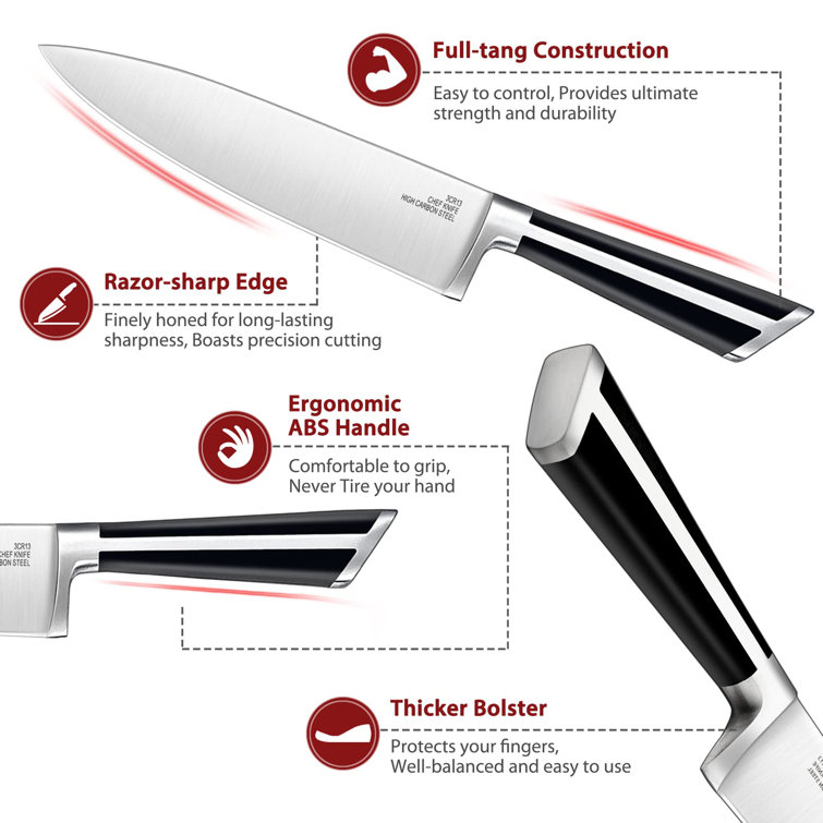 Astercook Chef Knife, 8 Inch Professional Kitchen Chef Knife, ABS Handle  Dishwasher safe German High Carbon Stainless Steel Ultra Sharp Kitchen  Knife