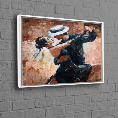 Romantic Oil Painting Print Of A Dancing Couple Depicted In Abstract Art Perfect For Valentine Artwork And Wall Decor