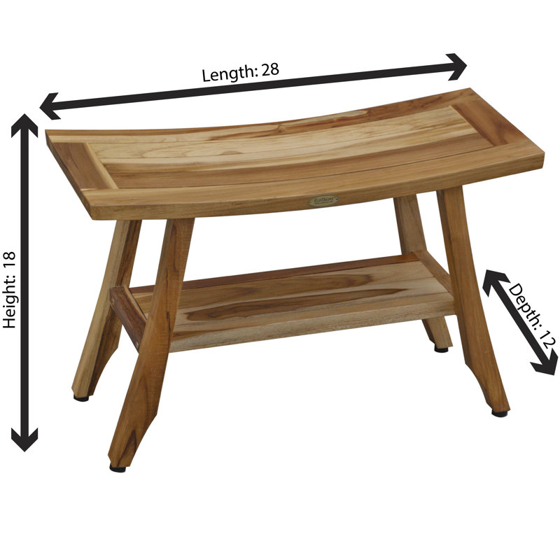 EcoDecors Satori - Banc de douche en teck, banc de douche en teck, banc de salle de bain en teck, banc de douche en bois de teck, brun bois