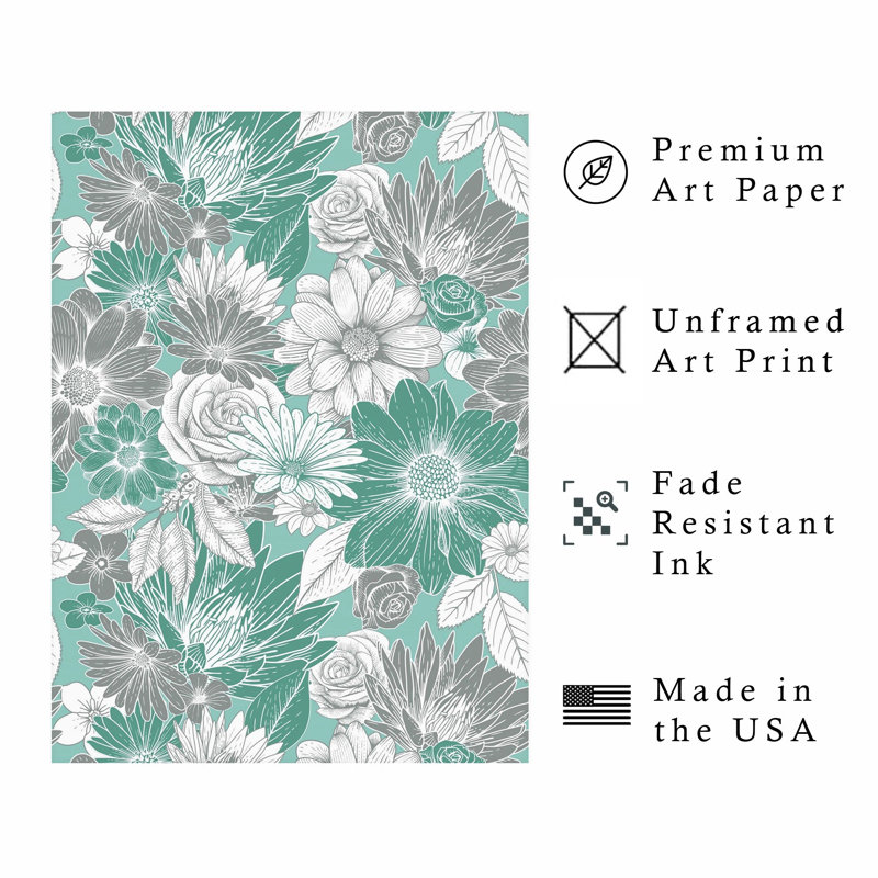 Floral Floral Elegance III, reproduction d'art moderne sans cadre, H 14 po x l 11 po
