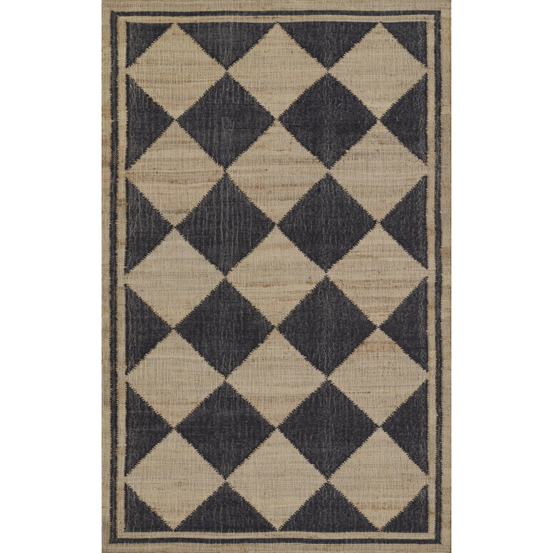 Orchard Court Black Hand-Woven Wool 5' x 8' Area Rug