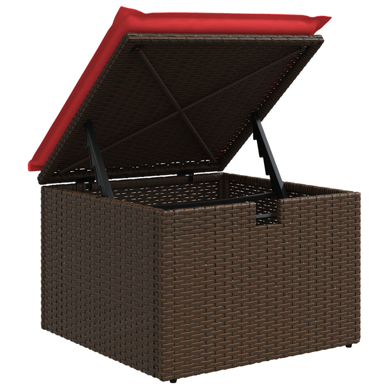 Ensemble de canapé avec coussin vidaXL 4 pièces vidaXL, Structure brune / coussin rouge
