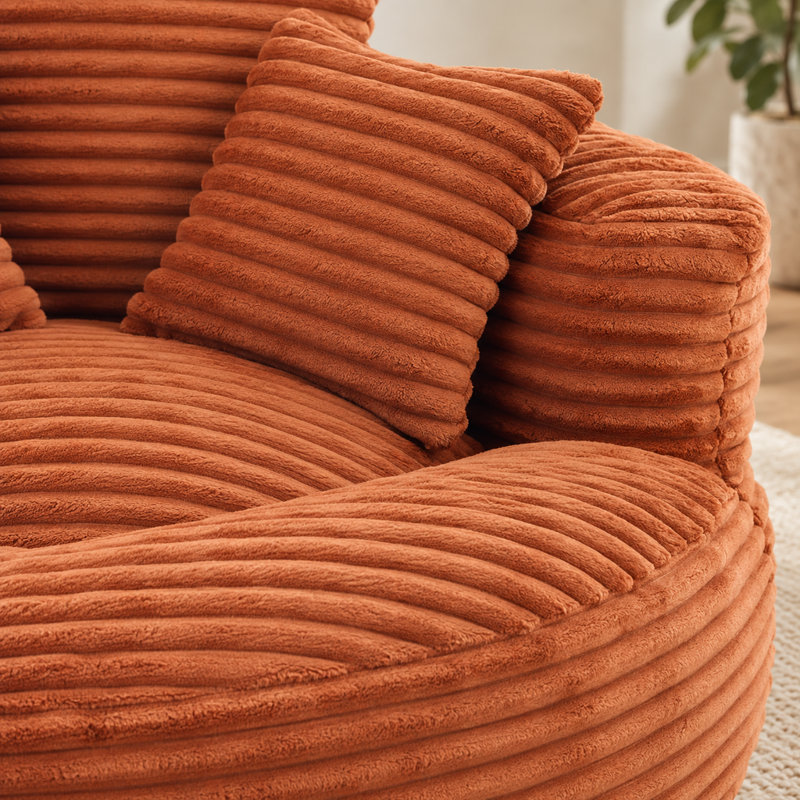 Pouf individuel avec 3 coussins, accoudoirs et rembourrage en mousse mémoire haute densité