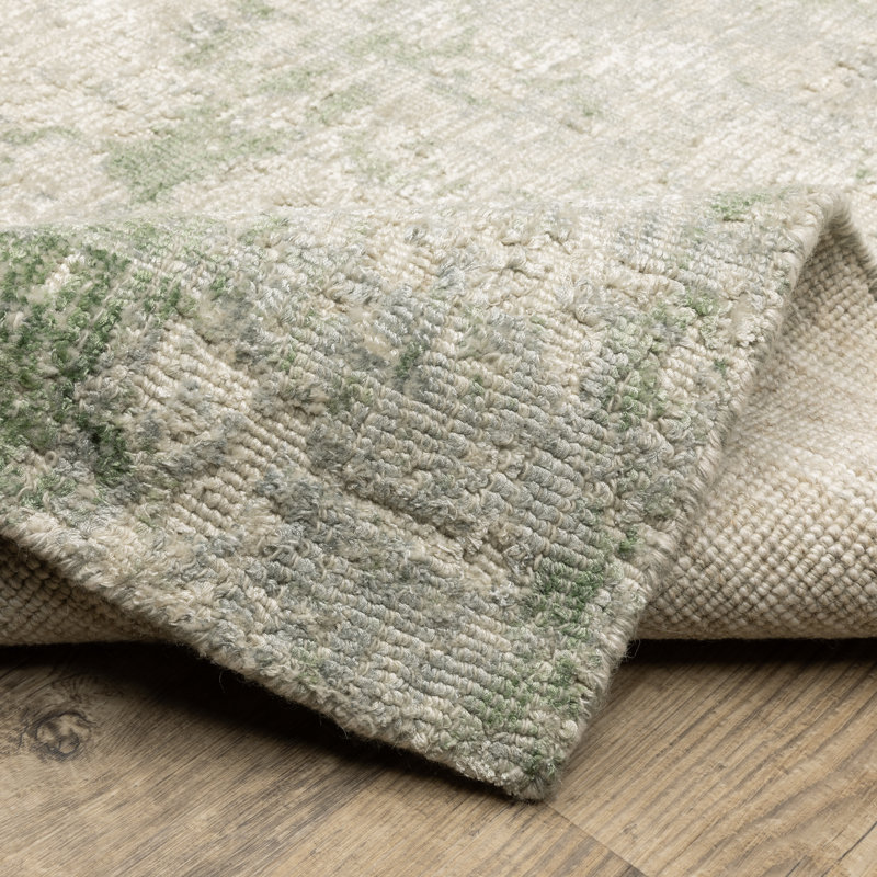 Tapis vert / gris Azaiah, Tapis de couloir 2 pi 6 po x 8 pi