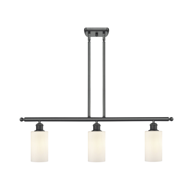Lustre cylindrique à 3 lumières pour îlot de cuisine Glessite, Blanc mat, Noir mat, DEL