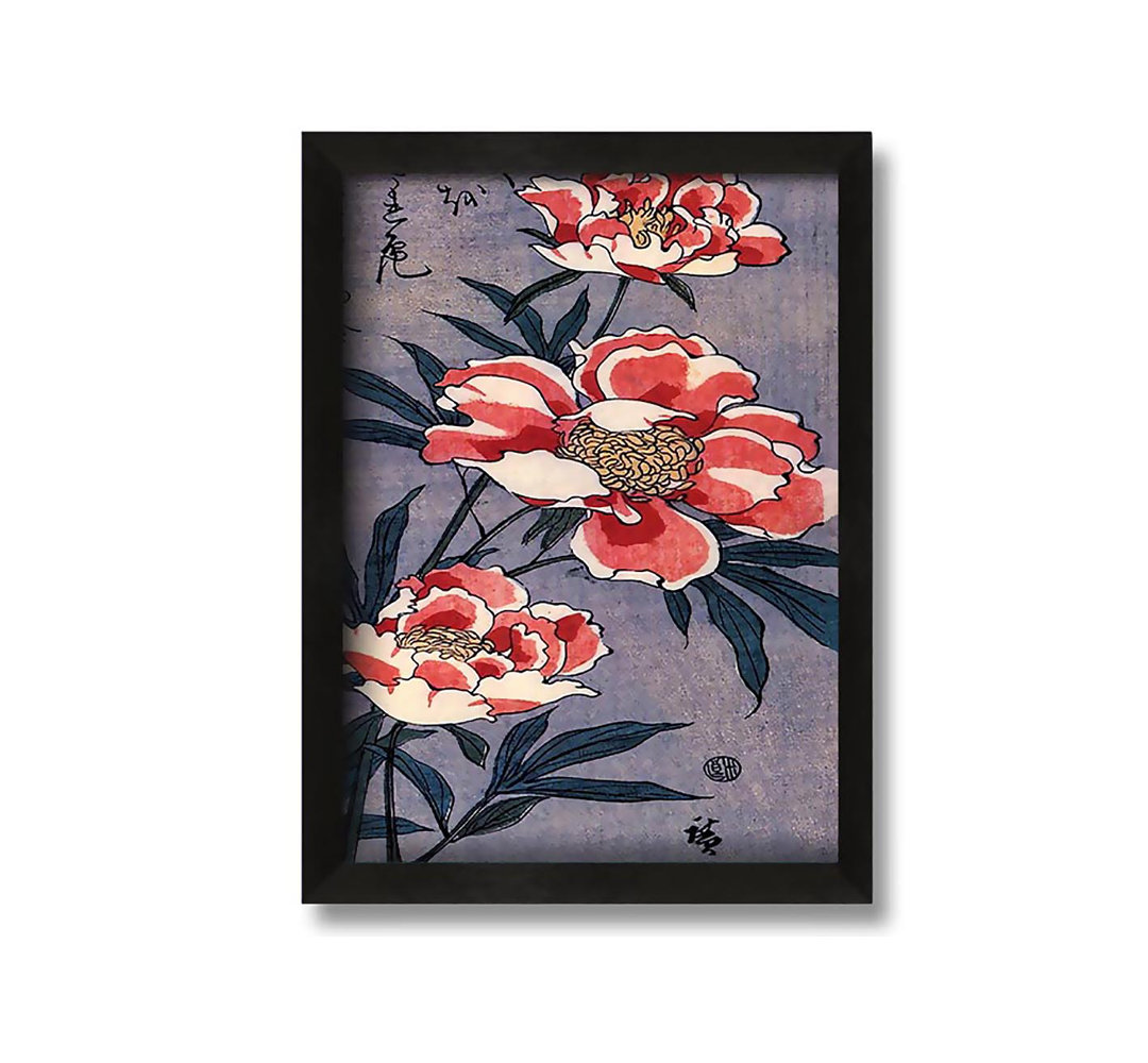 Gerahmtes Leinwandbild Hiroshige Peonies von Hiroshige