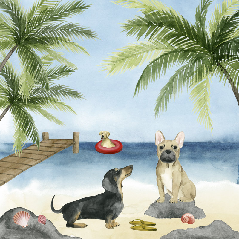 Dogs On Deck I by Grace Popp - Wrapped Canvas Painting, 30cm H x 30cm W x 3.8cm D