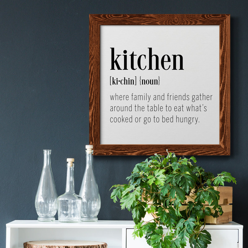 " Kitchen Definition ", 17" H x 17" W x 1.5" D, Distressed Maple Framed Canvas