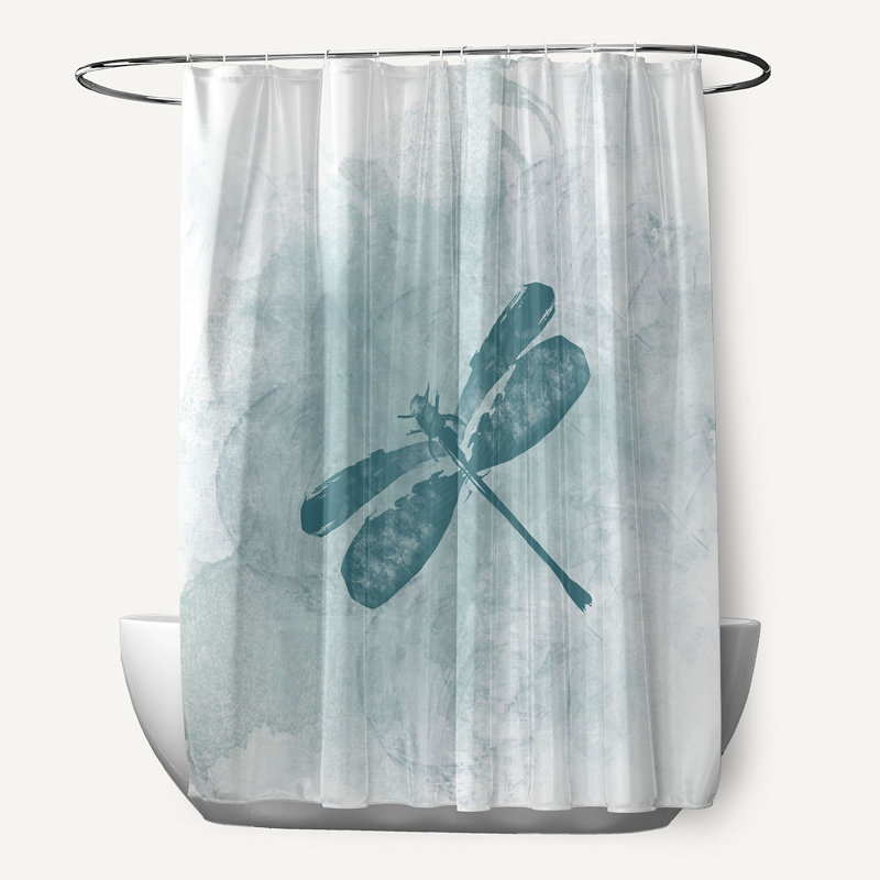 Rideau de douche simple libellule summer Oneill, Bleu sarcelle