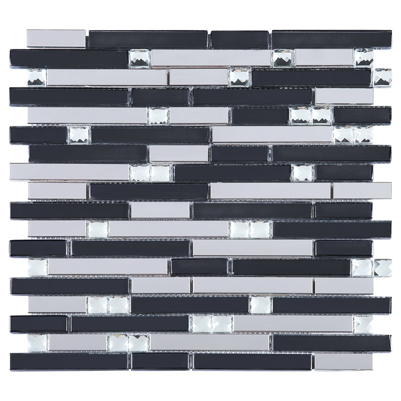 Supreme Tile Diamond 11.82 in. x 11.82 in. Interlocking Glossy Glass Mosaic Tile, Dark Blue