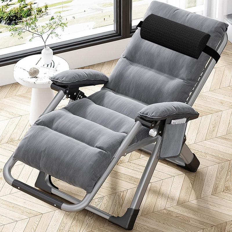 Ensemble de 2 chaises longues zéro gravité, chaise longue inclinable rembourrée et ajustable avec porte-gobelet, pouvant supporter 440 lb