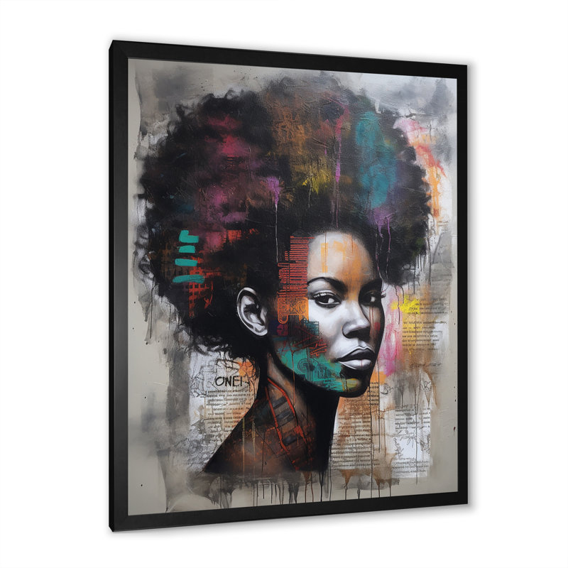 Urban Urban contemporain africain, H 20 po x l 12 po x P 1 po, Cadre simple noir
