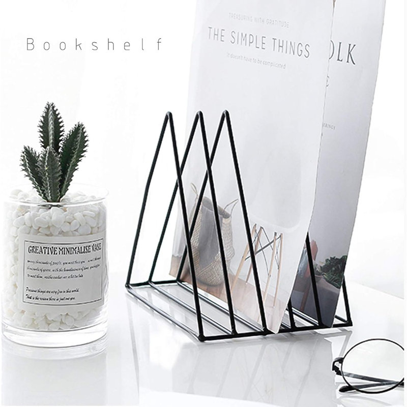 Support de dossier triangulaire, porte-disques en vinyle à 5 fentes, support de journal, accessoires de photographie pour bureau à domicile, 1 pièce (noir)